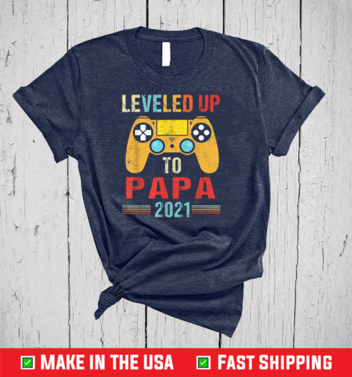 Promoted To Papa EST 2021 Leveled Up To Papa Father's Day T-Shirt