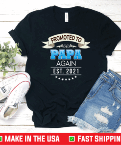 Promoted To Papa Again Est 2021 New Mom Dad Mother Father T-Shirt