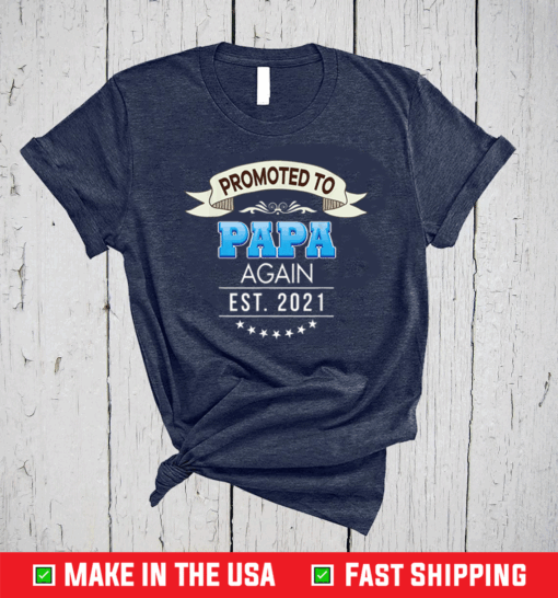 Promoted To Papa Again Est 2021 New Mom Dad Mother Father T-Shirt