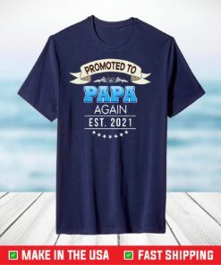 Official Promoted To Papa Again Est 2021 New Mom Dad Mother Father T-Shirt