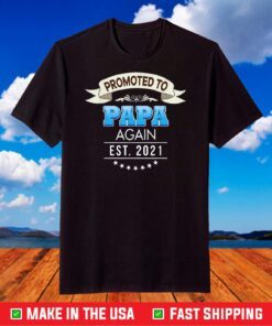 Official Promoted To Papa Again Est 2021 New Mom Dad Mother Father T-Shirt