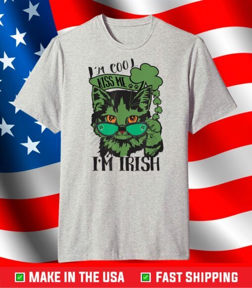 Cool Kitty, Kiss Me, I’m Irish. St Patrick's fun cat design T-Shirt