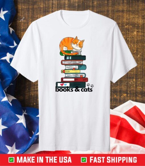 Cute Books And Cats Gift For Book Readers Teen Girls Women Unisex T-Shirt