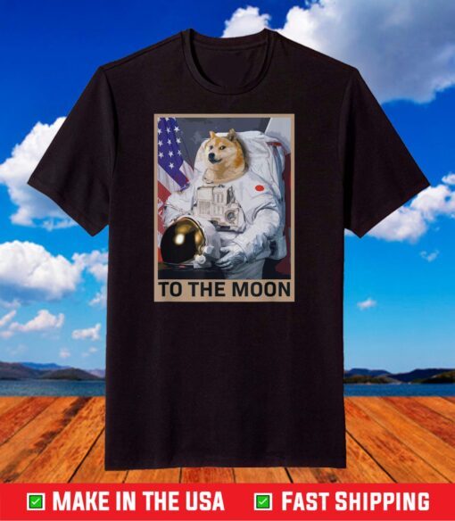 Dogecoin Astronaut To the Moon Blockchain HODL Crypto T-Shirt