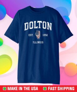 Dolton Illinois IL Vintage American Flag Sports Design Gift T-Shirt