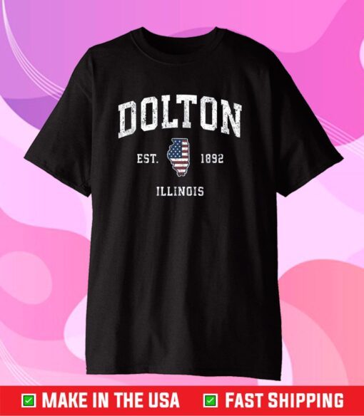 Dolton Illinois IL Vintage American Flag Sports Design Gift T-Shirt