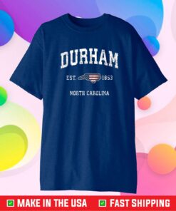 Durham North Carolina NC Vintage American Flag Sports Design Gift T-Shirt