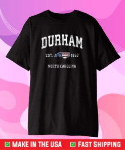 Durham North Carolina NC Vintage American Flag Sports Design Gift T-Shirt