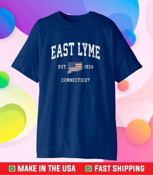 East Lyme Connecticut CT Vintage American Flag Sports Design Classic T-Shirts