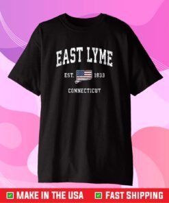 East Lyme Connecticut CT Vintage American Flag Sports Design Classic T-Shirts