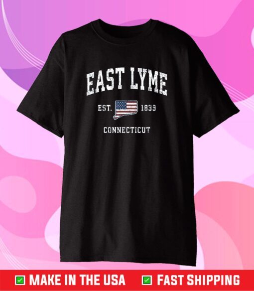 East Lyme Connecticut CT Vintage American Flag Sports Design Classic T-Shirts