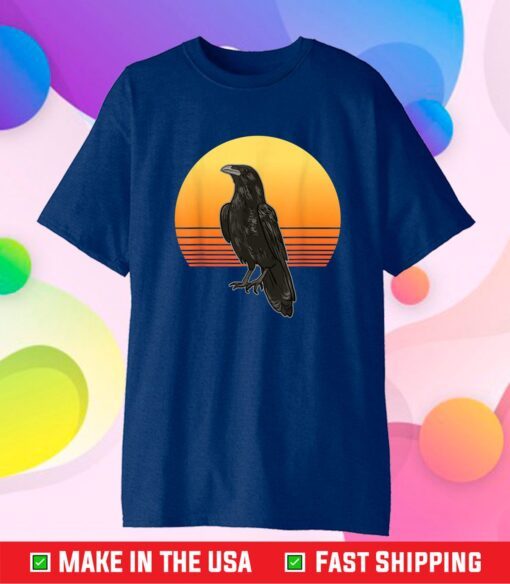 Retro Crow Bird Sun for Crow and Raven Lovers Unisex T-Shirt