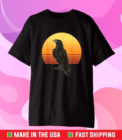 Retro Crow Bird Sun for Crow and Raven Lovers Unisex T-Shirt