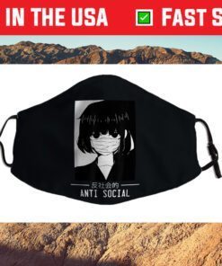 Anti Social Japanese Text Aesthetic Vaporwave Anime Cloth Face Mask
