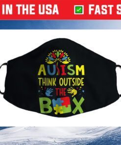 Autism Think Outside The Box Puzzle Pieces Funny Autism Face Mask Made In Usa