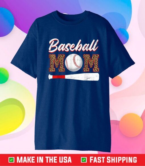 Baseball Mom Leopard Funny Softball Mom Mother's Day 2021 Classic T-Shirt