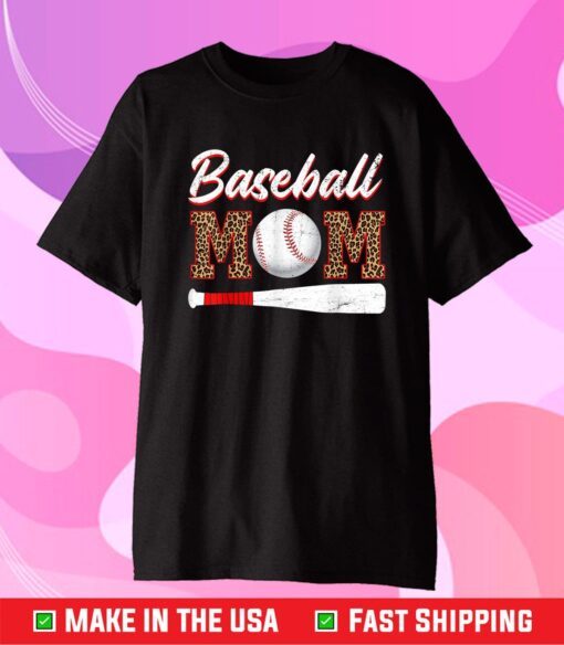 Baseball Mom Leopard Funny Softball Mom Mother's Day 2021 Classic T-Shirt