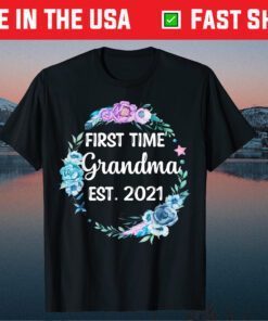 Boho First Time Grandma 2021 Floral Pregnancy Announcement Classic T-Shirt