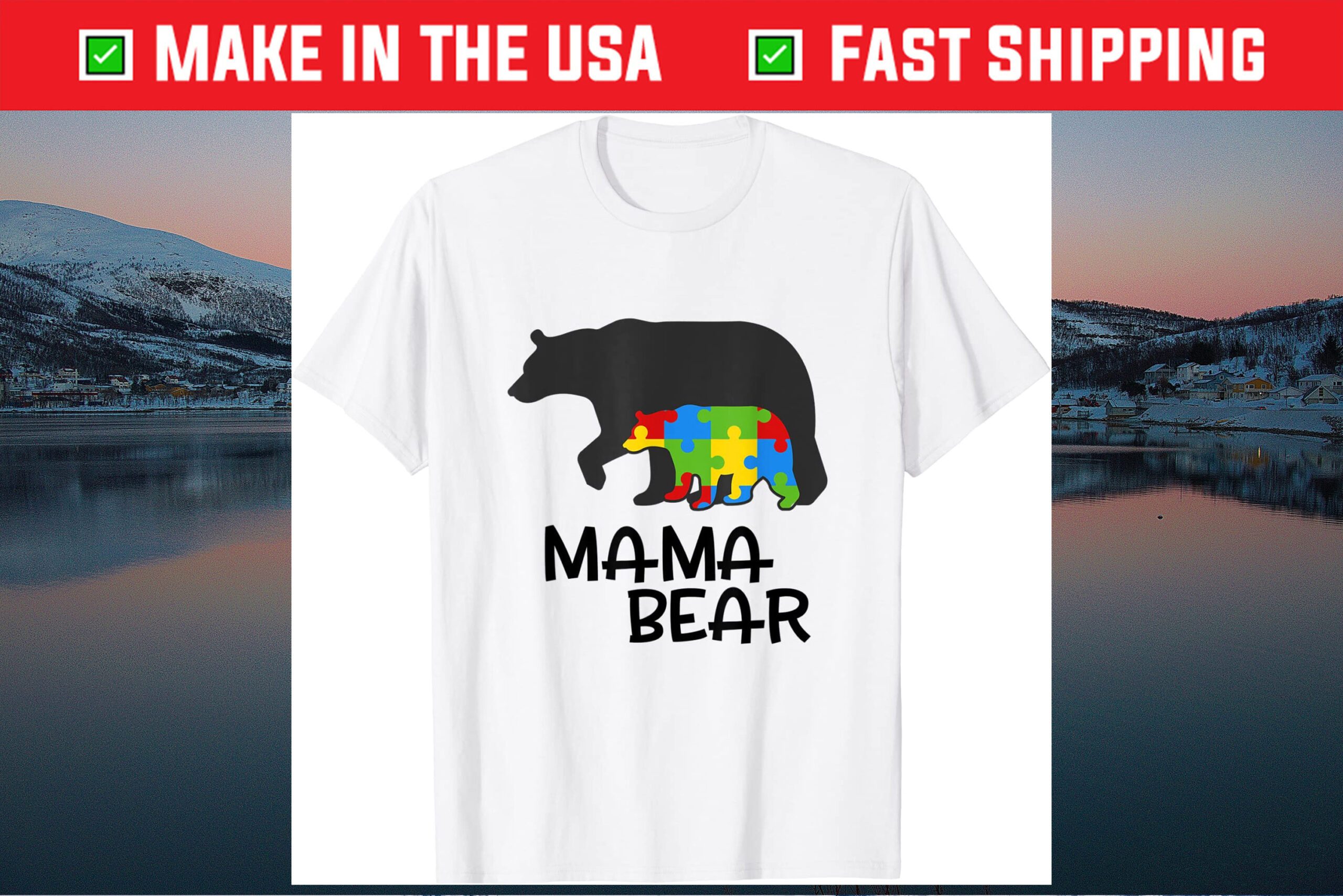 Mama Bear- Autism T-Shirt Unisex S / Heather Maroon