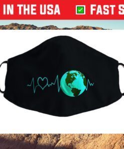 Earth Day Heartbeat Recycling Climate Change Activism Classic Face Mask