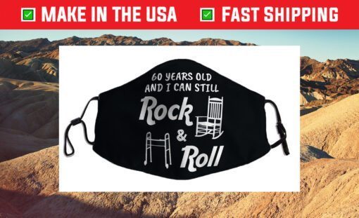 Funny 60th Birthday Gag Gift Rock and Roll Cloth Face Mask