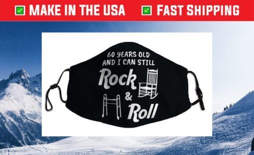 Funny 60th Birthday Gag Gift Rock and Roll Cloth Face Mask