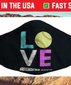 Girls Love Softball Best Fun Birthday Filter Face Mask