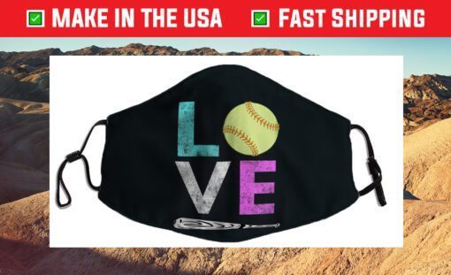 Girls Love Softball Best Fun Birthday Filter Face Mask