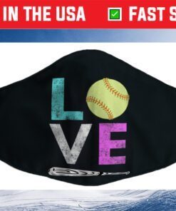 Girls Love Softball Best Fun Birthday Filter Face Mask