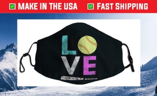 Girls Love Softball Best Fun Birthday Filter Face Mask