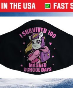 I Survived 100 Masked School Days , Kids Virtual School Cloth Face Mask