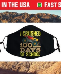 Kids I Crushed 100 Days Of School Boys Monster Truck Face Mask