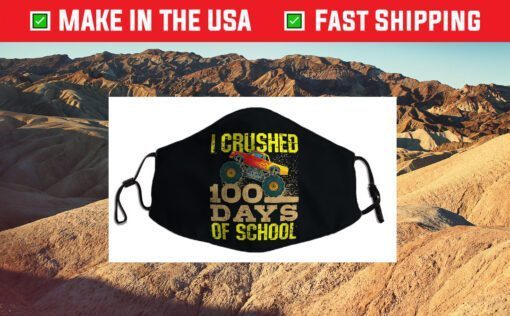 Kids I Crushed 100 Days Of School Boys Monster Truck Face Mask