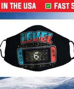 Level 6 Birthday Shirt Boy 6 Years Old Video Games Cloth Face Mask