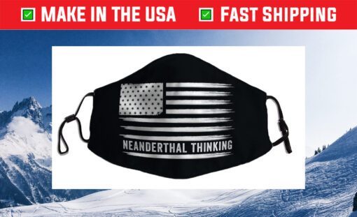 Neanderthal Thinking Funny Meme American Flag Vintage Cloth Face Mask