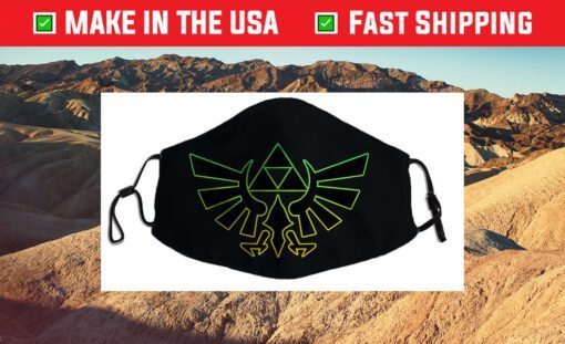 Nintendo Zelda Hyrule Crest Triforce Neon Outline Cloth Face Mask