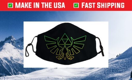 Nintendo Zelda Hyrule Crest Triforce Neon Outline Cloth Face Mask