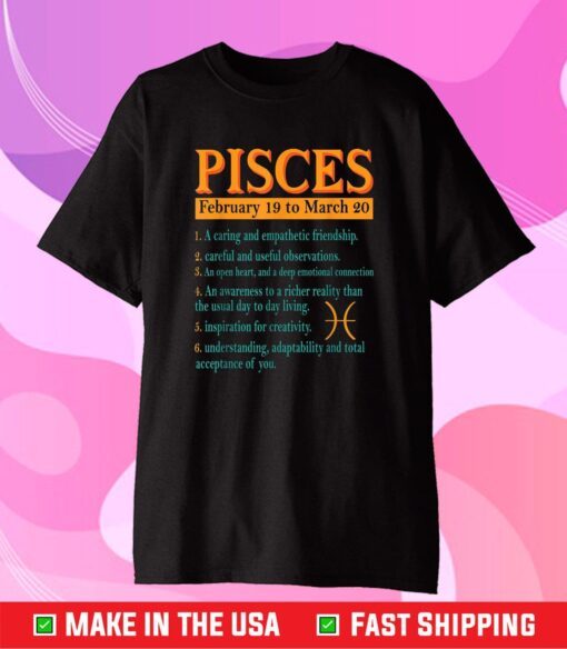 Pisces Zodiac Sign Astrology February To March Birthday Cloth T-Shirt