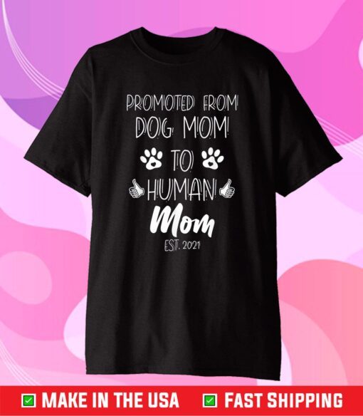 Promoted From Dog Mom To Human Mom Est. 2021 Unisex T-Shirt