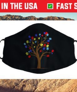 Puzzle Tree Ribbon Autism Awareness Men Women Kids Support Classic Face Mask