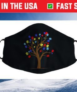 Puzzle Tree Ribbon Autism Awareness Men Women Kids Support Classic Face Mask