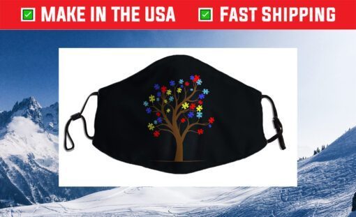 Puzzle Tree Ribbon Autism Awareness Men Women Kids Support Classic Face Mask