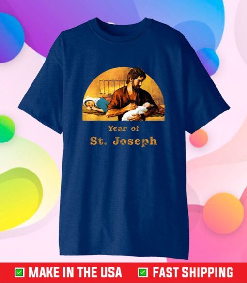 Saint Joseph holds baby Jesus while Mary sleeps Classic T-Shirt