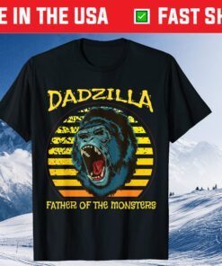 Dadzilla Retro Sunset Gorilla Father Of The Monsters Unisex T-Shirt