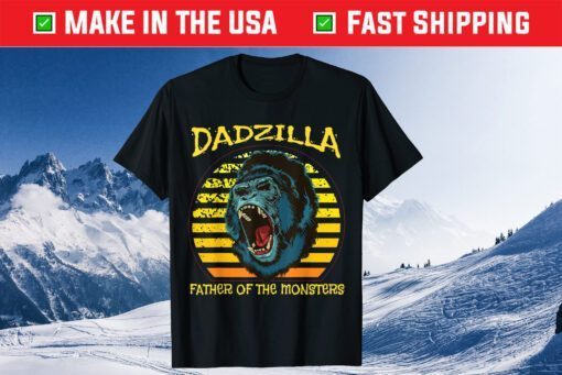 Dadzilla Retro Sunset Gorilla Father Of The Monsters Unisex T-Shirt