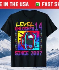 Disstressed Level 14 Unlocked Among With Us 14th Birthday Classic T-Shirt