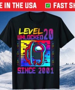 Disstressed Level 20 Unlocked Among With Us 20th Birthday Gift T-Shirt