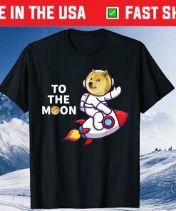 Dogecoin to the Moon Shirt, Cool Doge Coin Crypto Currency Unisex T-Shirt