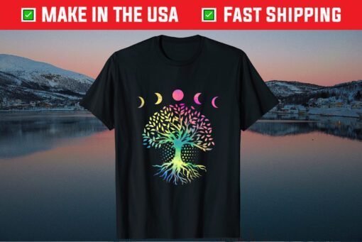 Earth Day 2021 Phases of the Moon Retro Vibe Tree Environme T-Shirt