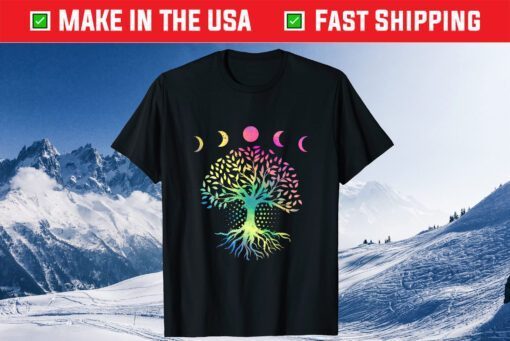 Earth Day 2021 Phases of the Moon Retro Vibe Tree Environme T-Shirt